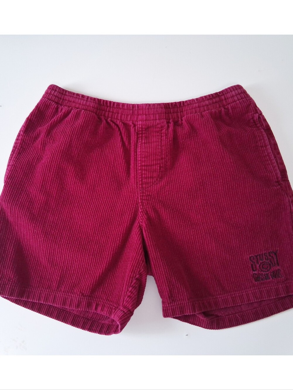 Y2k Stussy Classic Gear Ox Blood Red Coduroy Skater Shorts 32"